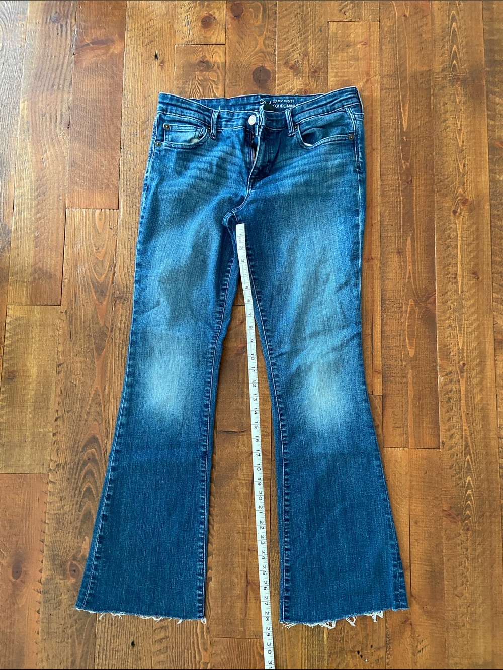 GAP Women's Medium Blue Flare Jeans with Raw Hem